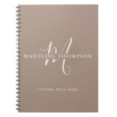 Warmte Beige Monogram Script Notitieboek (Voorkant)