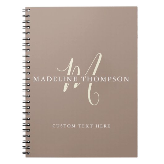 Warmte Beige Monogram Script Notitieboek (Voorkant)