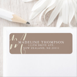 Warmte Beige Monogrammed Script Adres Etiket