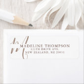 Warmte Beige Monogrammed Script Adres Etiket (Insitu)