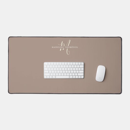 Warmte Beige Monogrammed Script Bureaumat (Keyboard & Muis)