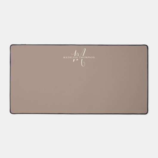 Warmte Beige Monogrammed Script Bureaumat (Voorkant)