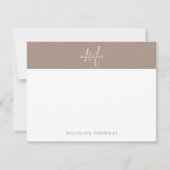 Warmte Beige Monogrammed Script Notitiekaartje (Voorkant)