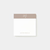 Warmte Beige Monogrammed Script Post-it® Notes (Voorkant)