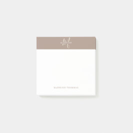 Warmte Beige Monogrammed Script Post-it® Notes