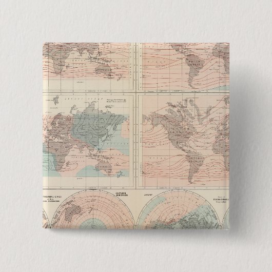 Warmte boven wereldbol vierkante button 5,1 cm (Voorkant)