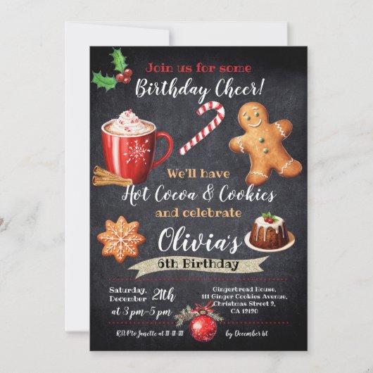 Warmte cacao en koekjes, Birthday INVITATION Kaart (Voorkant)