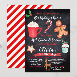Warmte cacao en koekjes, Birthday INVITATION Kaart