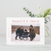 Warmte en vrolijkheid | Rode moderne kerstvierfoto Feestdagenkaart (Staand voorkant)