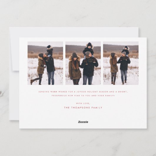 Warmte en vrolijkheid | Rode moderne kerstvierfoto Feestdagenkaart (Achterkant)