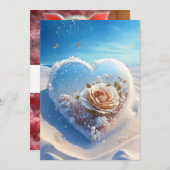 Warmte in de winter: Snowy Floral Heart Wedding Kaart (Voorkant / Achterkant)