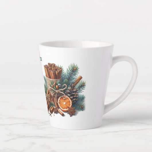 Warmte in elk schip gepersonaliseerde naam latte mok (Rechts)