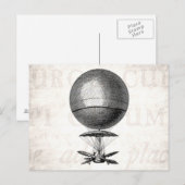 Warmte-luchtballonreactorwagens Oude luchtballonn Briefkaart (Voorkant / Achterkant)