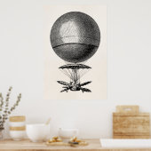 Warmte-luchtballonreactorwagens Oude luchtballonn Poster (Keuken)