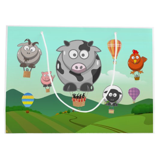 Warmte luchtballonvaarders landbouwhuisdieren gepe groot cadeauzakje (Achterkant)