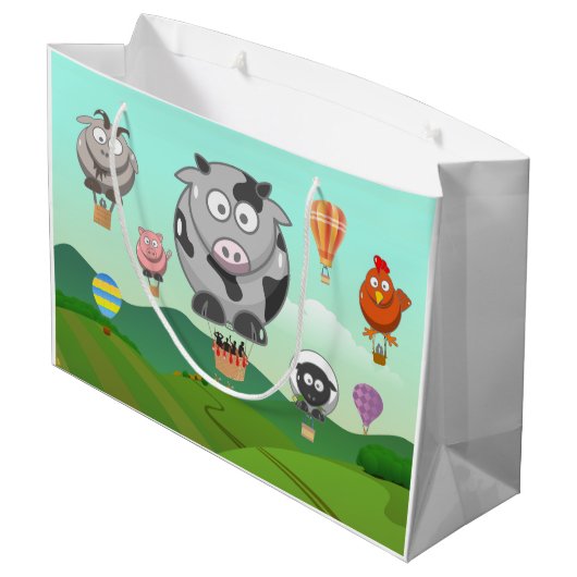 Warmte luchtballonvaarders landbouwhuisdieren gepe groot cadeauzakje (Achterkant Gekanteld)