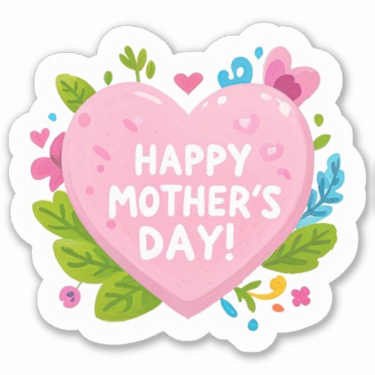 Warmte van affectie- Gelukkige Moederdag Hart-vorm Sticker (Voorkant)