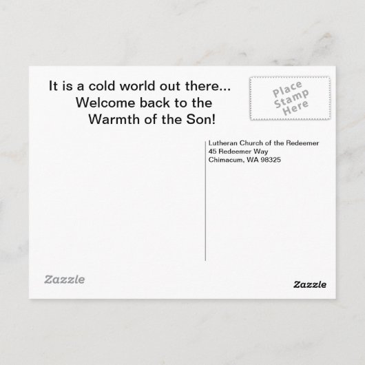 Warmte van de zoon briefkaart (Achterkant)