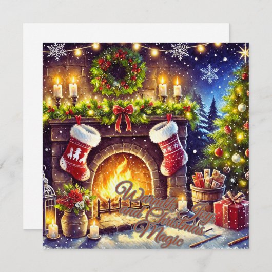 Warmte, vreugde en Kerstmis Magic Holiday Greeting Feestdagenkaart (Voorkant / Achterkant)