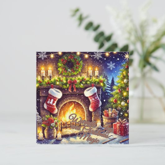 Warmte, vreugde en Kerstmis Magic Holiday Greeting Feestdagenkaart (Staand voorkant)