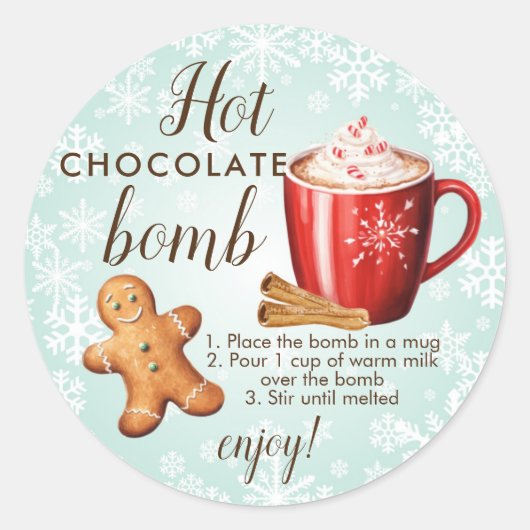 Warmtechocoladebommetsticker Ronde Sticker (Voorkant)