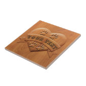 Warmtekoppen en linttekening met aangepaste tekst tegeltje (Zijkant)