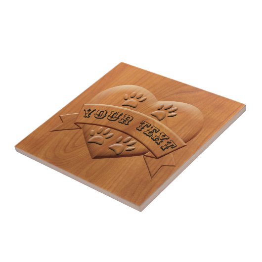 Warmtekoppen en linttekening met aangepaste tekst tegeltje (Zijkant)