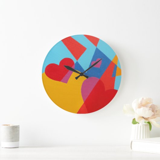 Warmth and Joy Red Abstract Round Clock Grote Klok (Huis)