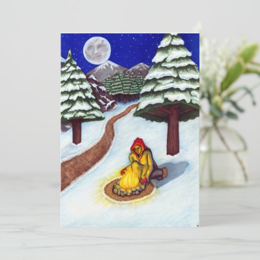 "Warmth in Winter" Vakantie Kaart met Envelop (Staand voorkant)