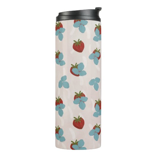 Warmwaterbeker met aardbeienspatjes thermosbeker (Gedraaid links)