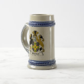 Warner Coat of Arms Stein - Familie Crest Bierpul (Voorkant links)