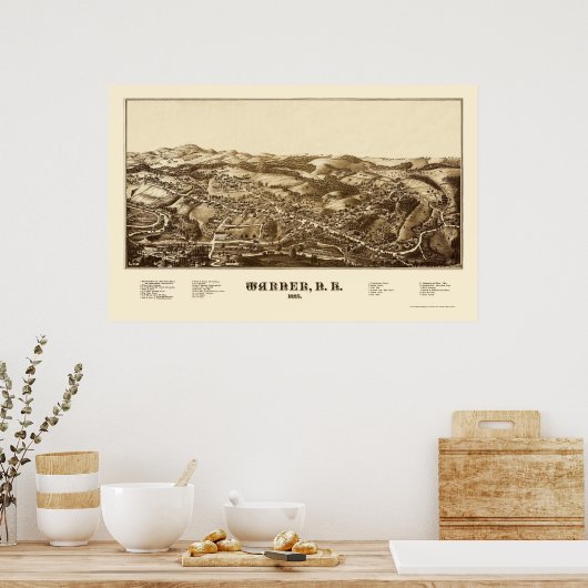 Warner, NH Panorama Map - 1887 Poster (Keuken)