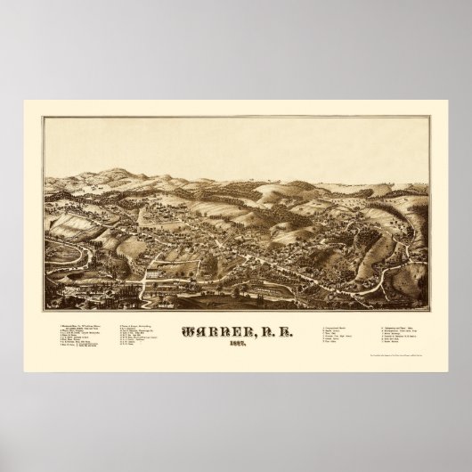 Warner, NH Panorama Map - 1887 Poster (Voorkant)