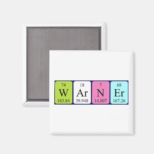 Warner periodieke lijstnaam magnet (Voorkant / Achterkant)