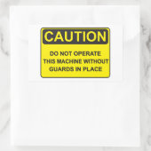 Warning about operating the machine rechthoekige sticker (Tas)