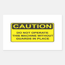 Warning about operating the machine rechthoekige sticker