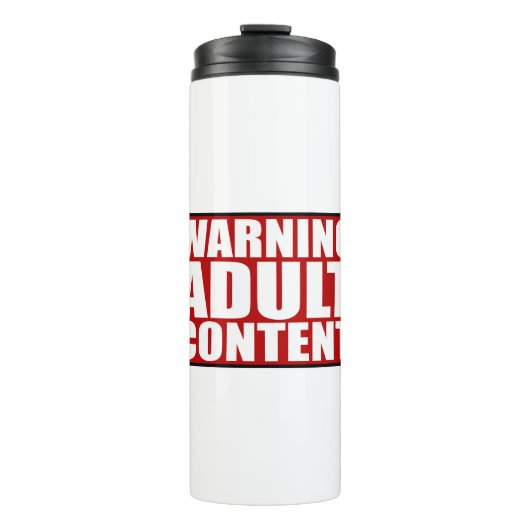 Warning adult content filling sign red thermosbeker (Voorkant)