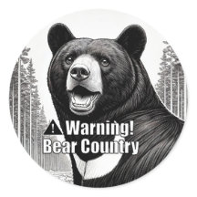 Warning Bear Country Round Sticker