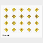 Warning Bees Ahead Three Bees Yellow Diamond Sign Vierkante Sticker (Vel)