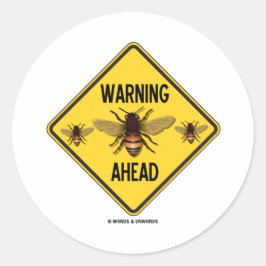 Warning Bees Ahead Three Bees Yellow Diamond Sign Vierkante Sticker