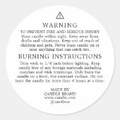 Warning Burning Instructions Candle Label (Voorkant)