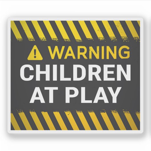 Warning Children At Play Sticker (Voorkant)