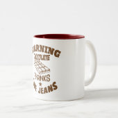 warning chocolate shrinks jeans cithumour tweekleurige koffiemok (Voorkant rechts)