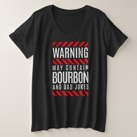 Warning Contains Bourbon Whiskey Dad Pun & Jokes Grote Maat T-shirt (Design voorkant)