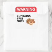WARNING: CONTAINS TREE NUTS | Food Allergy Vierkante Sticker (Tas)