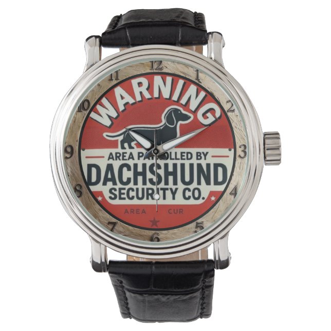 Warning Dachshund Dog Horloge (Voorkant)