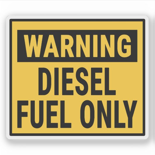 Warning Diesel Fuel Only Sticker (Voorkant)
