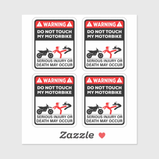Warning Do Not Touch My Motorbike Vinyl Stickers (Vel)