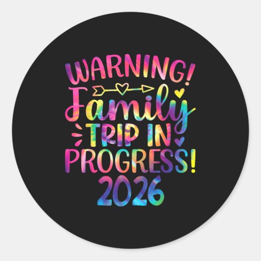 Warning Family Trip In Progress 2026  Ronde Sticker (Voorkant)