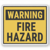 Warning Fire Hazard Sticker (Voorkant)